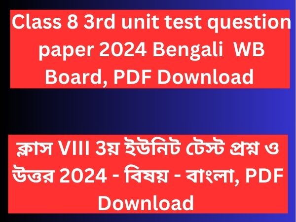 Read more about the article Class 8 3rd unit test question paper 2024 Bengali WB Board | Class 8 3rd summative question paper Bengali 2024 WB Board