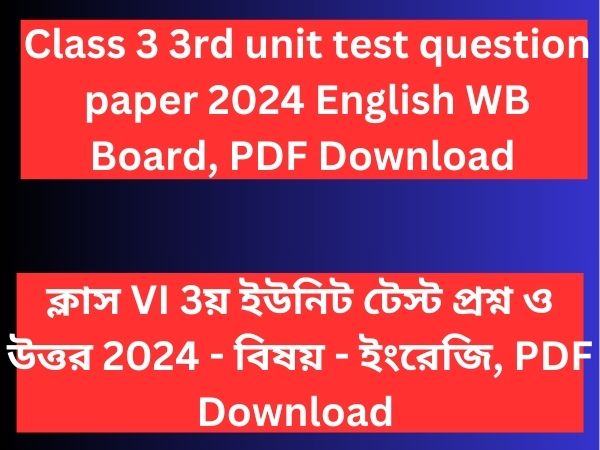 Read more about the article Class 3 3rd unit test question paper 2024 English WB Board | Class 3 3rd summative question paper English 2024 WB Board